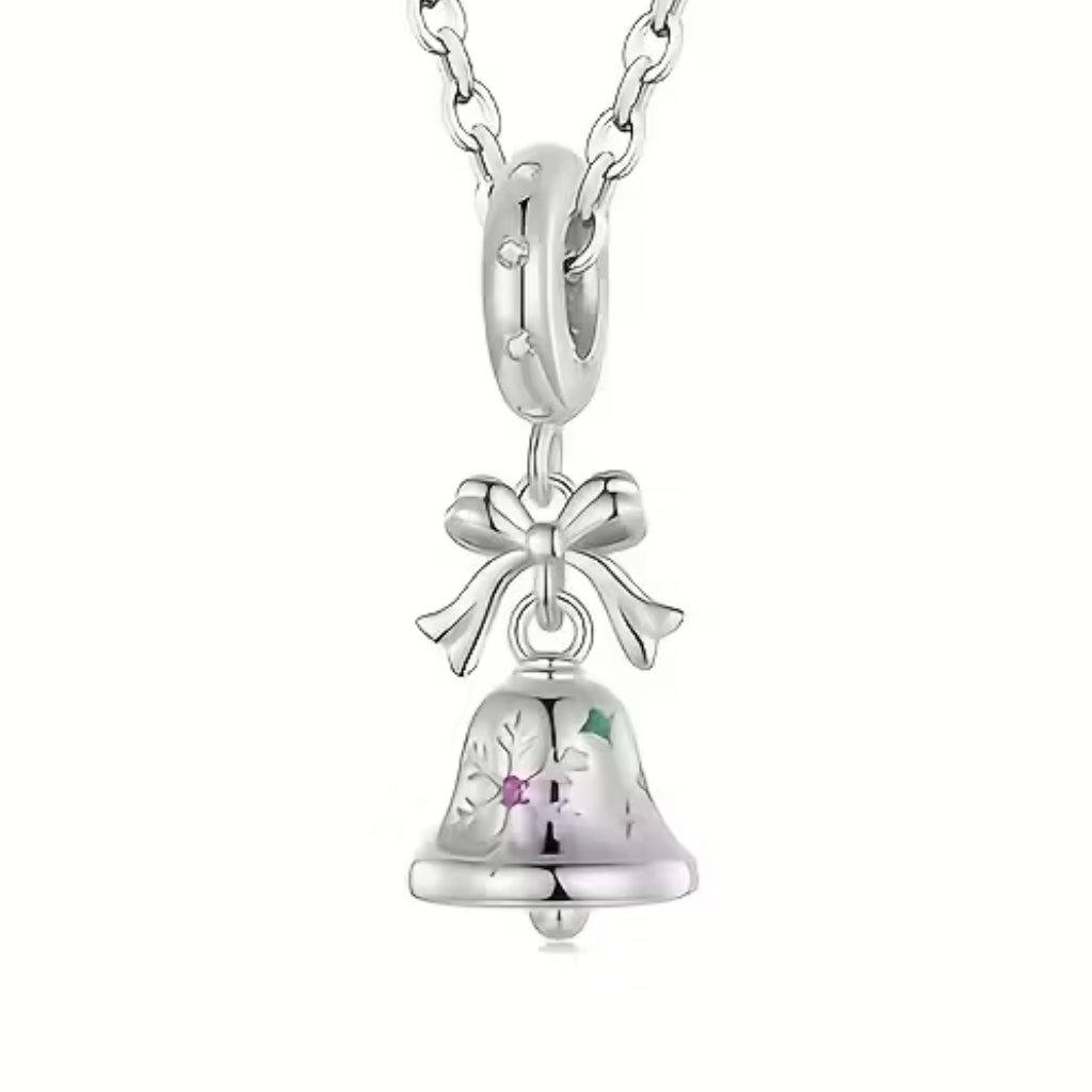 Silver Bells And Rhinestone Necklace Or Bracelet Charm New